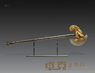 清代（1644-1911） 福寿纹钺刀 长64cm