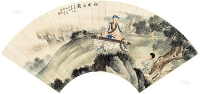叶昀 戊寅（1938）年作 松风琴韵 扇面