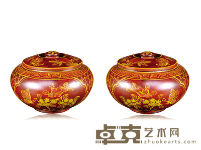 大漆描金围棋盒一对