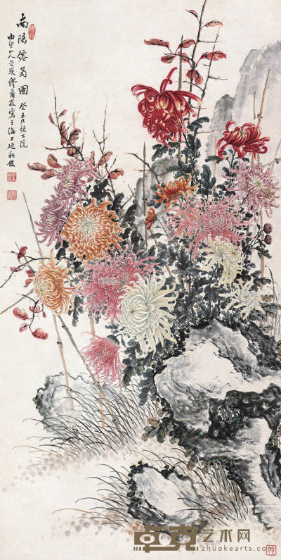 缪谷瑛 南阳仙菊图 132×67 cm. 52×26 3/8 in. 约8.0平尺