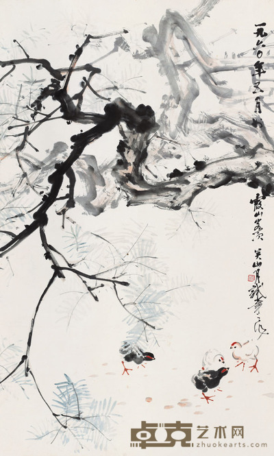 关山月 树荫佳趣 113.5×69 cm. 44 5/8×27 1/8 in. 约7.0平尺