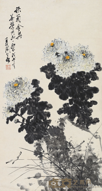 刘昌潮 秋菊含英 103.5×55 cm. 40 3/4×21 5/8 in. 约5.1平尺