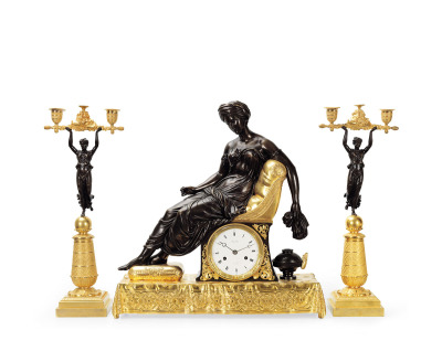铜鎏金“萨福”雕像座钟
