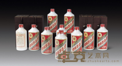 1987-1990年贵州茅台酒(无度,铁盖)-配锦盒 