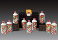 1987-1990年贵州茅台酒(无度,铁盖)-配锦盒
