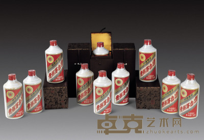 1987-1990年贵州茅台酒(无度,铁盖)-配锦盒 