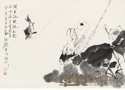 王锡麟 戏钓图 38×53cm 约1.9平尺