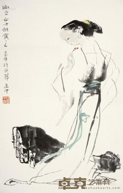 任惠中 己巳（1989）年作 仕女图 镜心 69×45cm