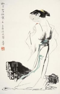 任惠中 己巳（1989）年作 仕女图 镜心