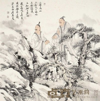 李晓柱 丙戌（2006）年作 不登高山不知天高 托片 68×69cm