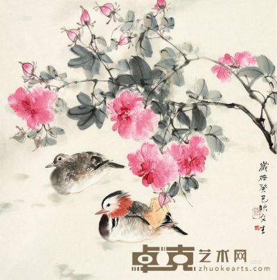刘文生 癸巳（2013）年作 芙蓉鸳鸯 软片 70×69cm