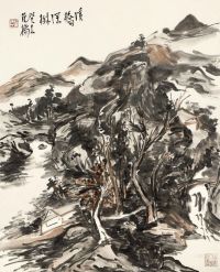 范扬 癸未（2003）年作 山水 镜框