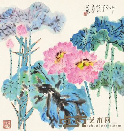 郭怡孮 丙子（1996）年作 花卉 托片 67×68cm