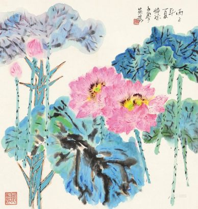 郭怡孮 丙子（1996）年作 花卉 托片