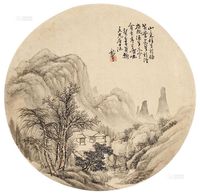 金龙节 山水 圆光镜心