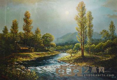 金润成 2013年作 月亮下的山树 113×163cm