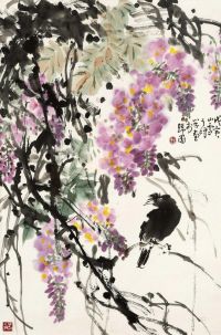 孙其峰 戊寅（1998）年作 紫藤 镜框
