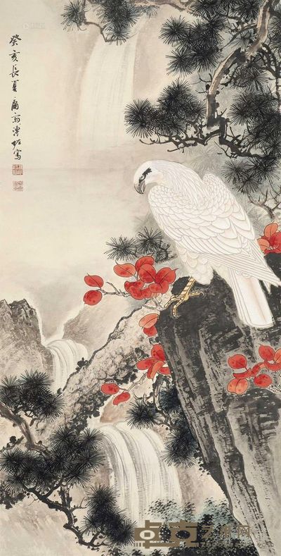溥佐 癸亥(1983)年作 白鹰 立轴 128×66cm