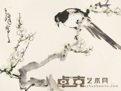 孙其峰 白梅喜鹊 托片 34×44cm