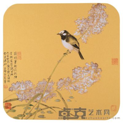 陈志峰 辛卯（2011）年作 秋塘小鸟 卡板 50×50cm