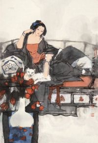 杨沛璋 庚寅（2010）年作 仕女图 托片