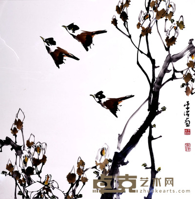 平治 秋林雀舞 69×68cm(约4.2平尺)