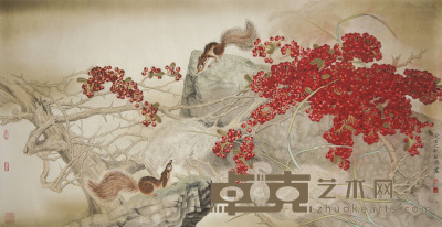 徐飞 松鼠红籽图 68×168cm（约8.4平尺）