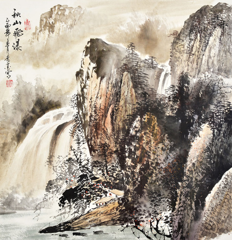 李墨 秋山飞瀑