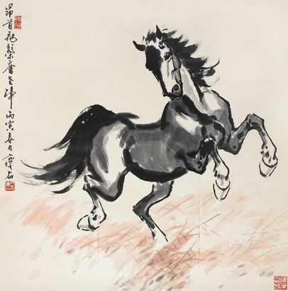 尹瘦石 丙寅（1986年）作 奔马图 立轴