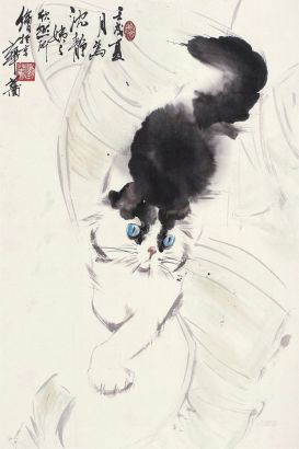 刘蔷 壬戌（1982年）作 猫趣图 镜心
