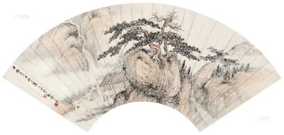 赵松声 己卯（1939年）作 松下读书图 镜心