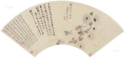 陈书 墨菊图 扇面