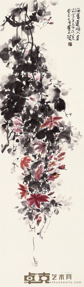 黄三枝 2013年作 西蕃莲 镜心 137×41cm