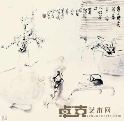 黄三枝 2012年作 杜甫诗意图 镜心 68×68cm