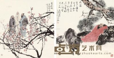 张京城 人物 （二帧） 镜心 95×88cm；69×69cm