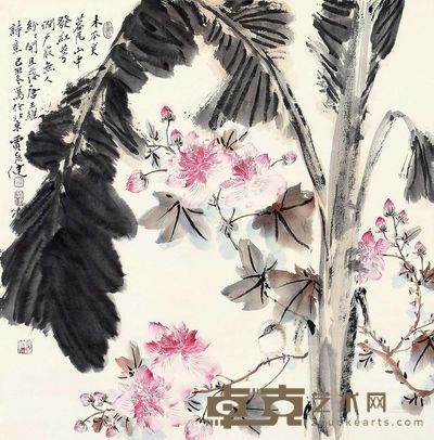 贾广健 2009年作 芙蓉花 镜心 68×68cm