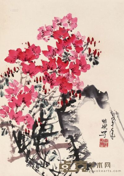 郭怡孮 1978年作 花卉 轴 66×47cm