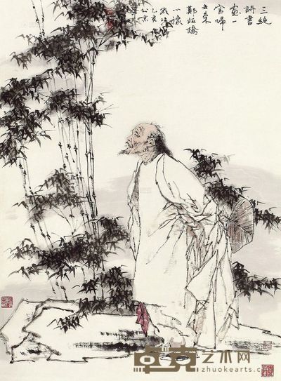 韩国榛 1995年作 郑板桥小像 镜心 91×66cm