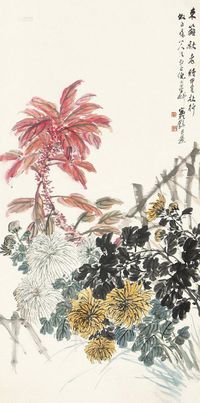 倪田 甲寅（1914）年作 东篱秋老 镜片