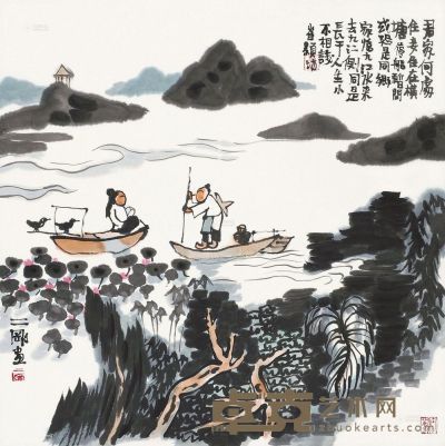 刘二刚 崔颢诗意图 镜片 68.5×69cm