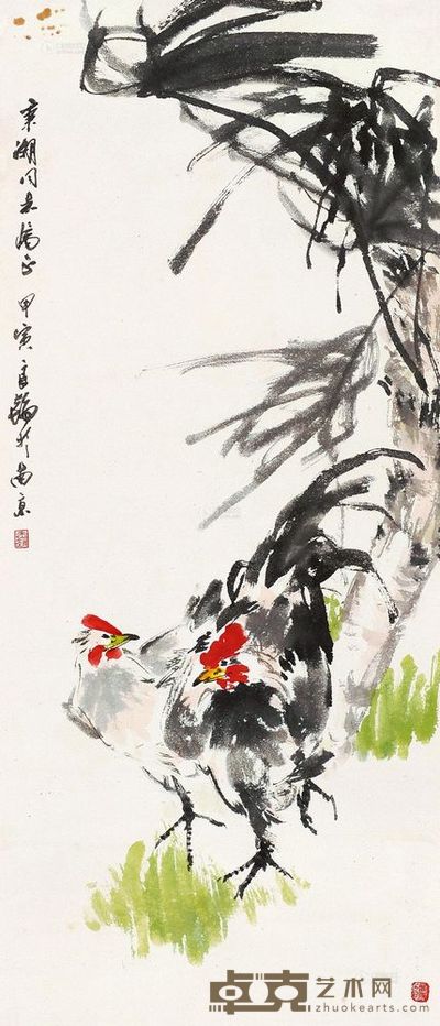 赵良翰 公鸡 镜片 130×55cm