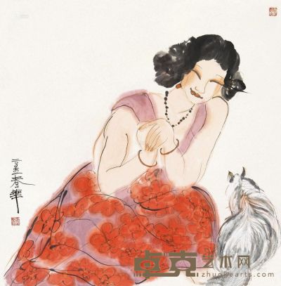 杨春华 少女图 镜片 69×68.5cm
