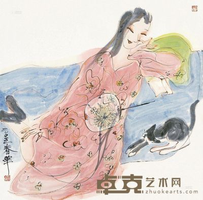 杨春华 少女图 镜片 70×68.5cm