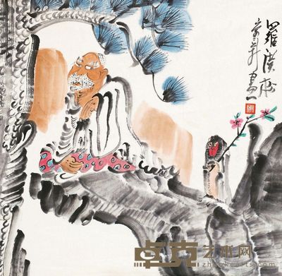 周京新 罗汉图 镜片 67×68cm