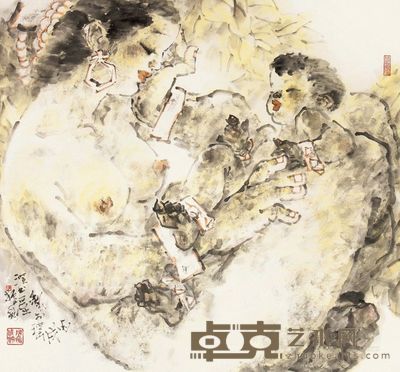 陈振国 丙戌（2006）年作 母与子 镜片 90×97cm