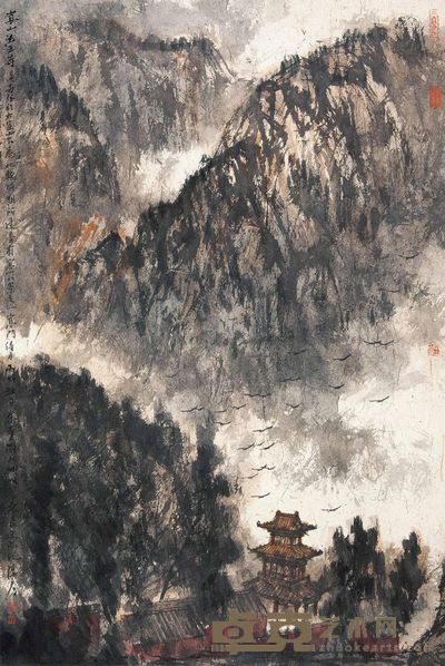 张彦 丙戌（2006）年作 法王寺 镜片 68×46cm