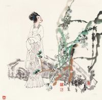 王明明 庚申（1980）年作 游春图 镜片