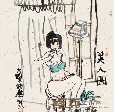 朱新建 美人图 镜心 64.5×64.5cm