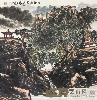 张富君 2012年作 云树流泉 镜框 68×67.5cm