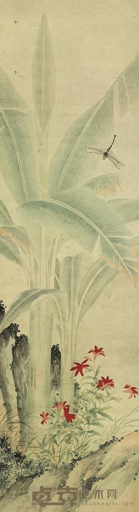 梁若珠 花卉 立轴 145×40cm
